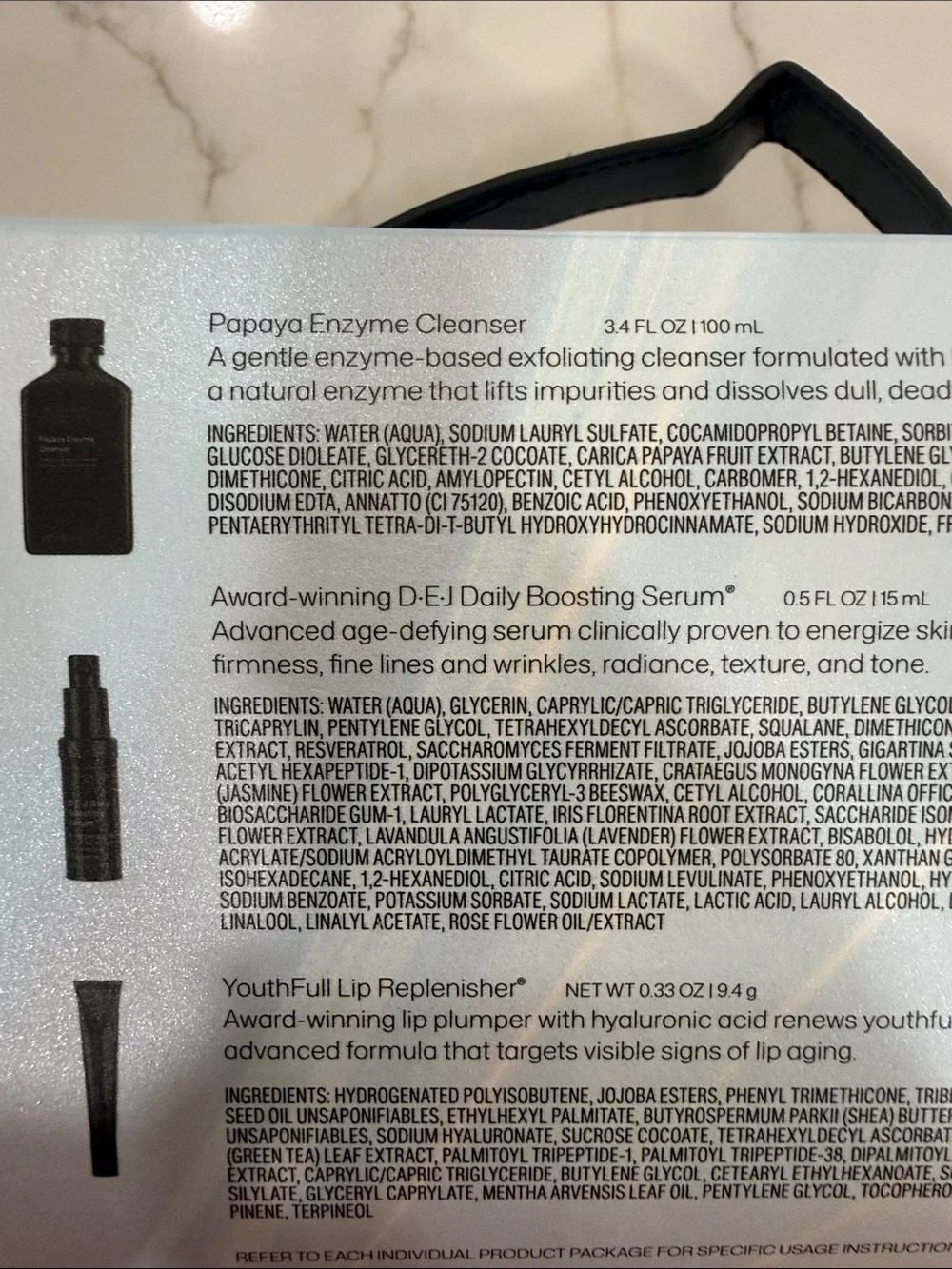 Revision Lift & Glow Edit Papaya Cleanser, DEJ Boosting Serum Youthfull Lip
